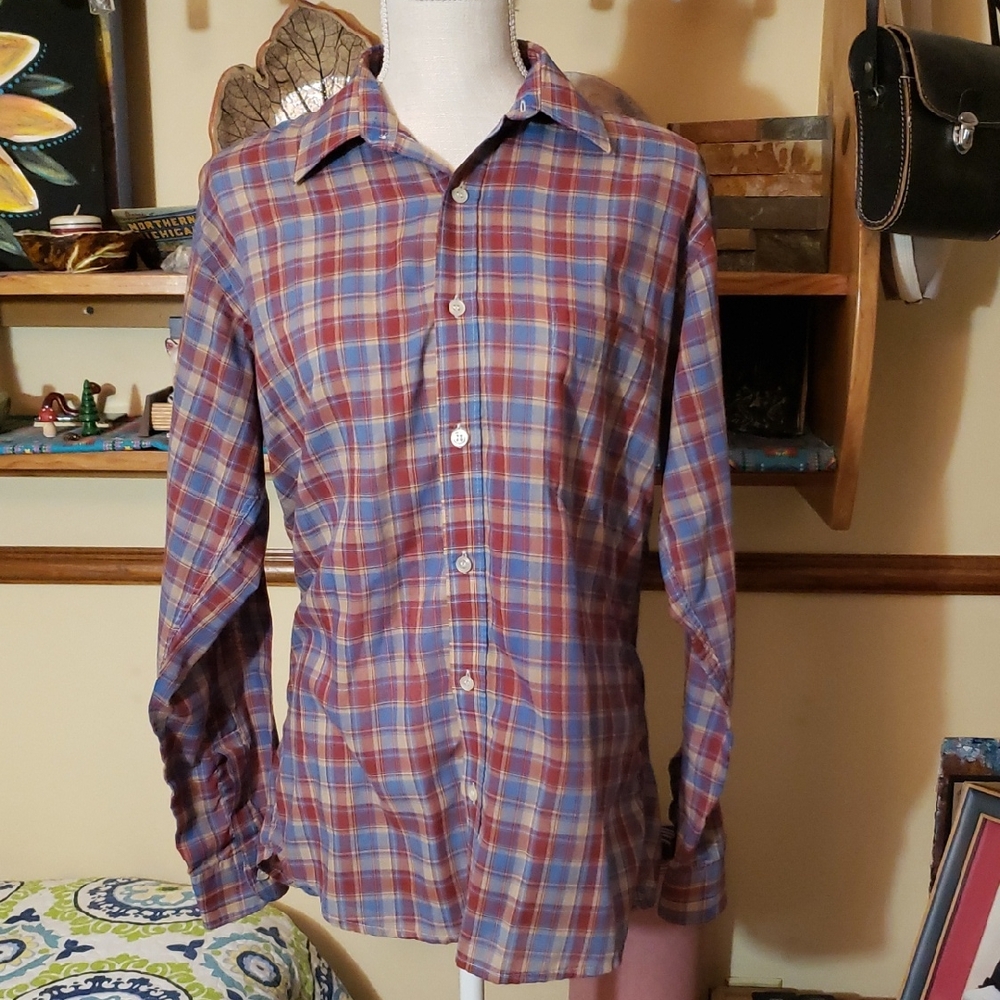 VINTAGE BUD BERMA Men's Multicolor Plaid Shirt SZ MED